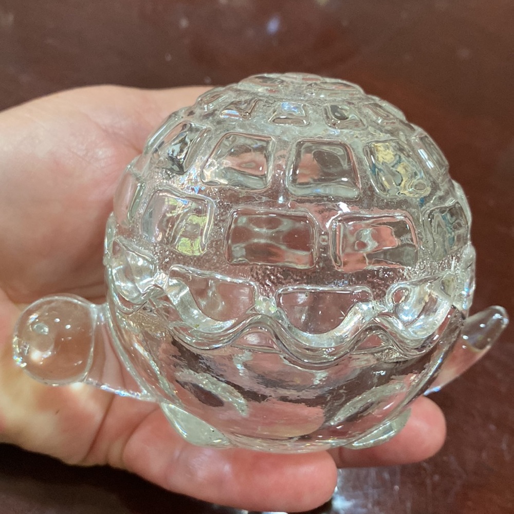Anchor Hocking pressed glass turtle candy trinket black box from the 1950’s
